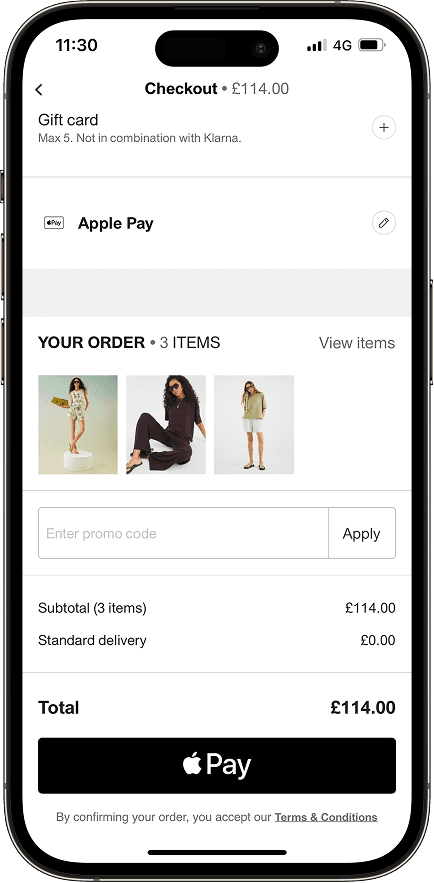 Order summary with Apple Pay checkout